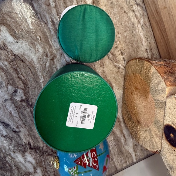 Pier 1 Li Bien 2007 Santa Christmas Glass Ornament Hand Painted w/storage box 4" - Picture 8 of 14